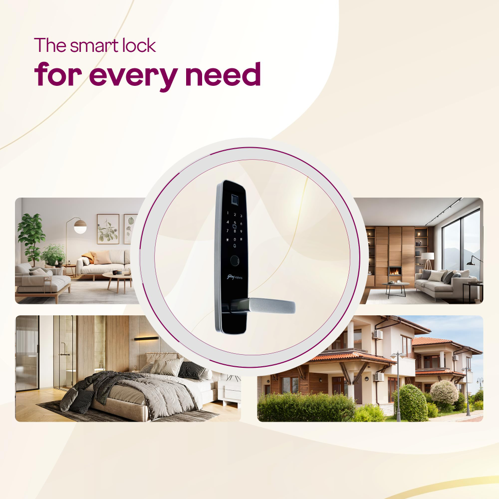 Godrej Smart Lock | Made in India Digital Lock For Main Door I Advanced & Highly Secure | 9 in 1 Access | NFC,Smart Watch,BLE Remote,Wi-Fi,Fingerprint I Grey I 3 Years Warranty
